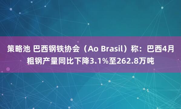 策略池 巴西钢铁协会（Ao Brasil）称：巴西4月粗钢产量同比下降3.1%至262.8万吨